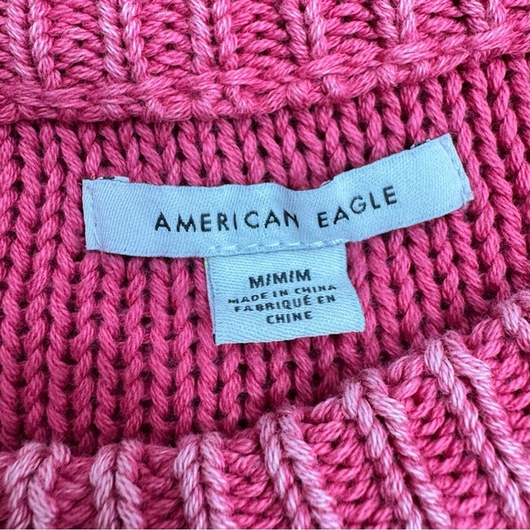 American Eagle Boxy Cropped Fit Sweater Blush Pink beach knit Sz Medium - Picture 4 of 4